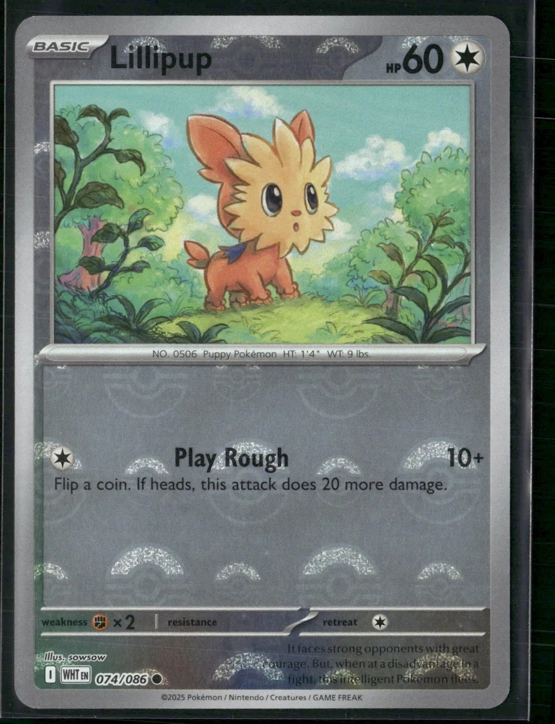 Lillipup #74/86 2025 Scarlet & Violet White Flare Reverse Holo Pokeball