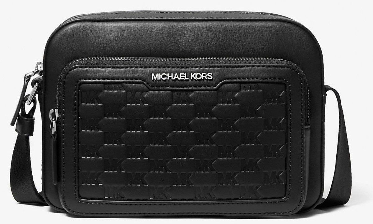 Michael Kors Cooper Logo Embossed Crossbody Flight Bag Black