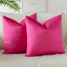 Pack of 2 Velvet Soft Decorative Throw Pillow 18x18 Inch Pack of 2 Hot Pink