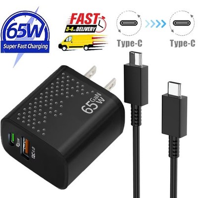 65w Type USB-C Super Fast Wall Charger +3FT Cable For Samsung Galaxy S20 S21 S22
