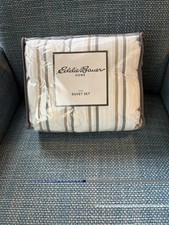 Eddie Bauer Home Cooper Stripe King Size Cotton 3 Piece Duvet Cover Sham Set