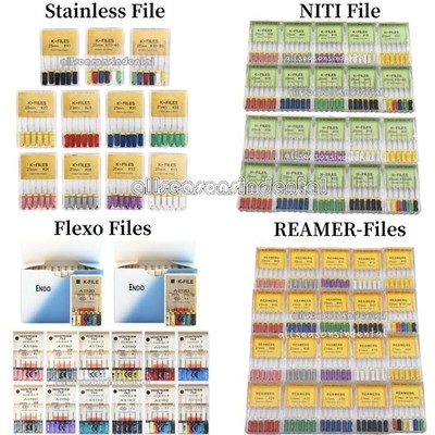 Dental Endo Root Canal Stainless/NITI/Flexo/REAMER-K/H Files Hand Use 25/21/31mm
