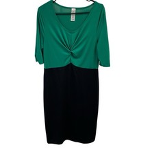 Avon Women’s Dress Green Black Color Block Stretch Sheath Work Career Office Med