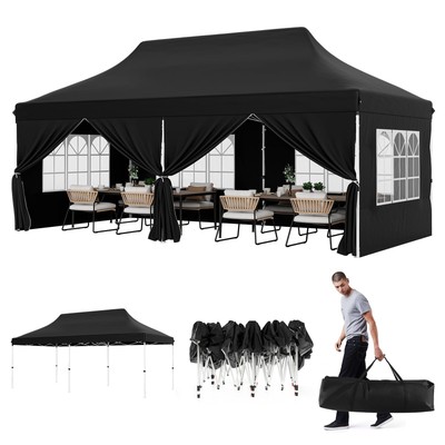 Pop-up Canopy with Detachable Sidewalls, 10x20FT Instant Canopy Tent