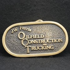 WD01126 NOS VINTAGE 1978 JW FERRIS OILFIELD CONSTRUCTION  TRUCKING BELT BUCKLE