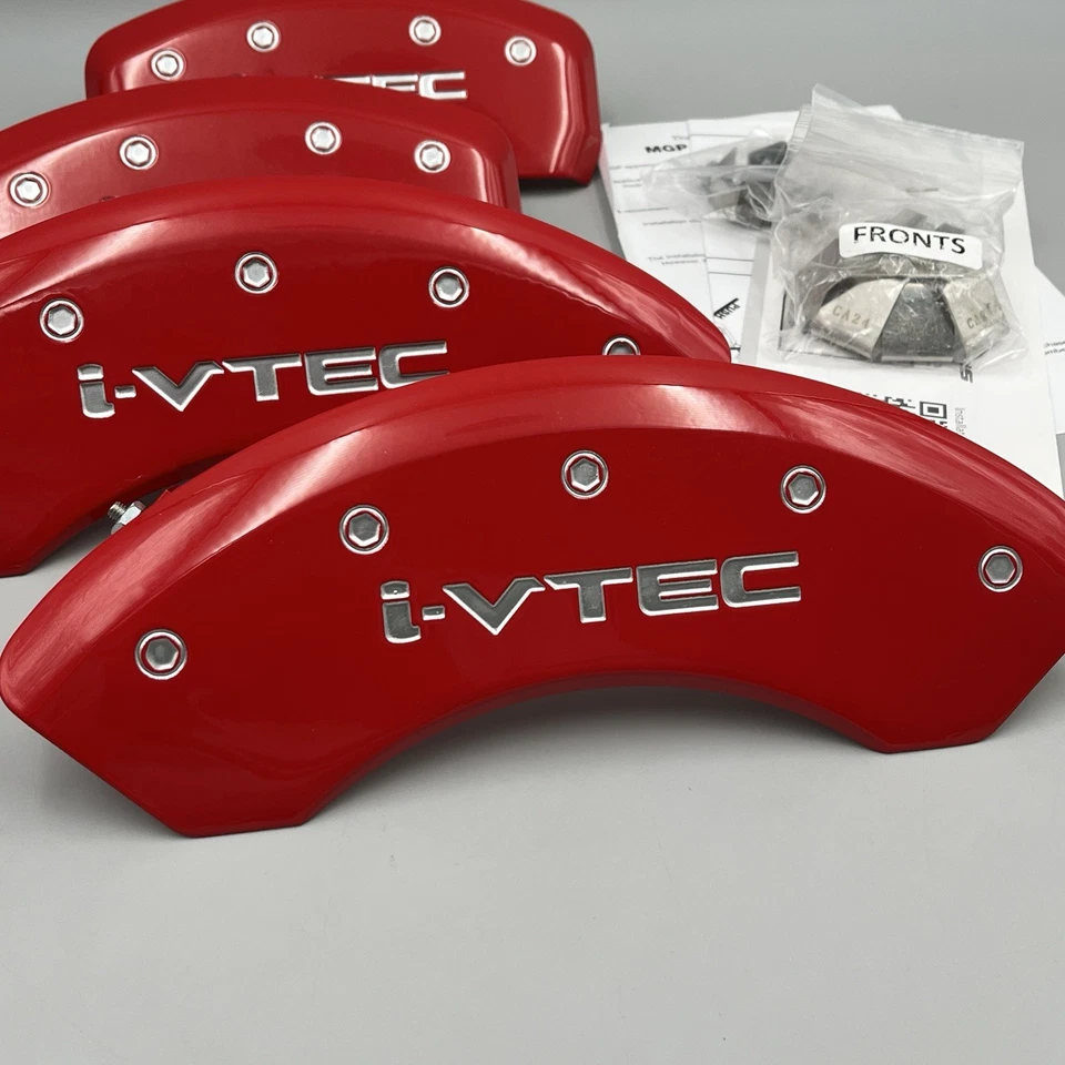 Cubiertas de pinza de freno MGP 2007-2011 Honda CR-V rojas con plata i-VTEC- 20001SIVTRD Foto 4 de 4