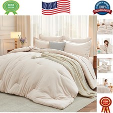 Contemporary 7-Piece Queen Comforter Set with Cloud-Like Filling for Cozy Nights