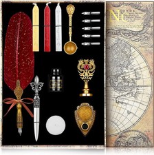 Feather Pen and Ink Set - Quill Pens Calligraphy Pen Set Fountain Dip Pen