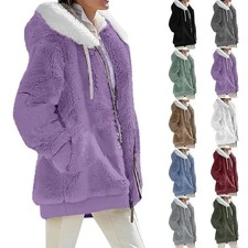 Jacket Coat Winter Parka Warm Women Hoodie Fuzzy Fleece Heated Plush Fur
