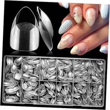  600pcs Short Stiletto Nail Tips, Full Cover Clear Soft Gel Nail Tips Stileto