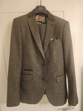 Next Grey Textured Grey 2 Piece Suit, 38r Jacket 32 Waist