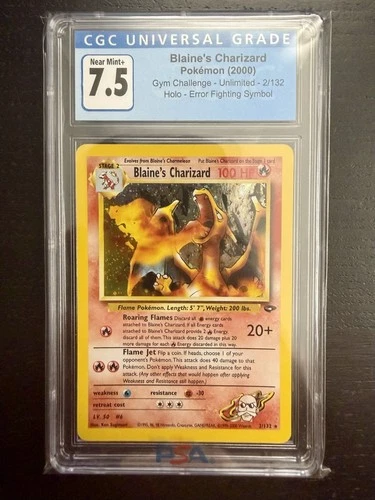 2000 Pokémon Blaine’s Charizard #2 Gym Challenge Holo CGC 7.5