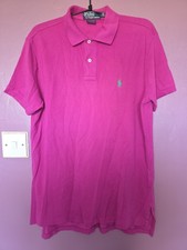 Mens Polo Raplh Lauren Polo Shirt Magenta Pink Medium
