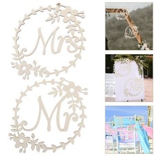  2 Pcs Wedding Party Decorations Sign Unfinished Blank Wood Signs Mr Mrs