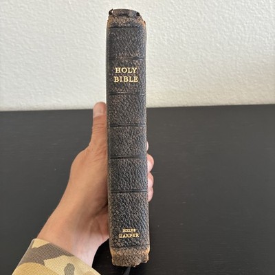 Rare! Compact Harper KJV Bible Persian Morocco Leather Eyre & Spottiswoode Helps