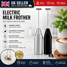 Electric Milk Frother Handheld Coffee Foam Maker USB Battery Operated UK Seller