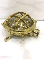 Brass Small Round Deck Bulkhead Light Fixture – Nautical Vintage Wall Mount