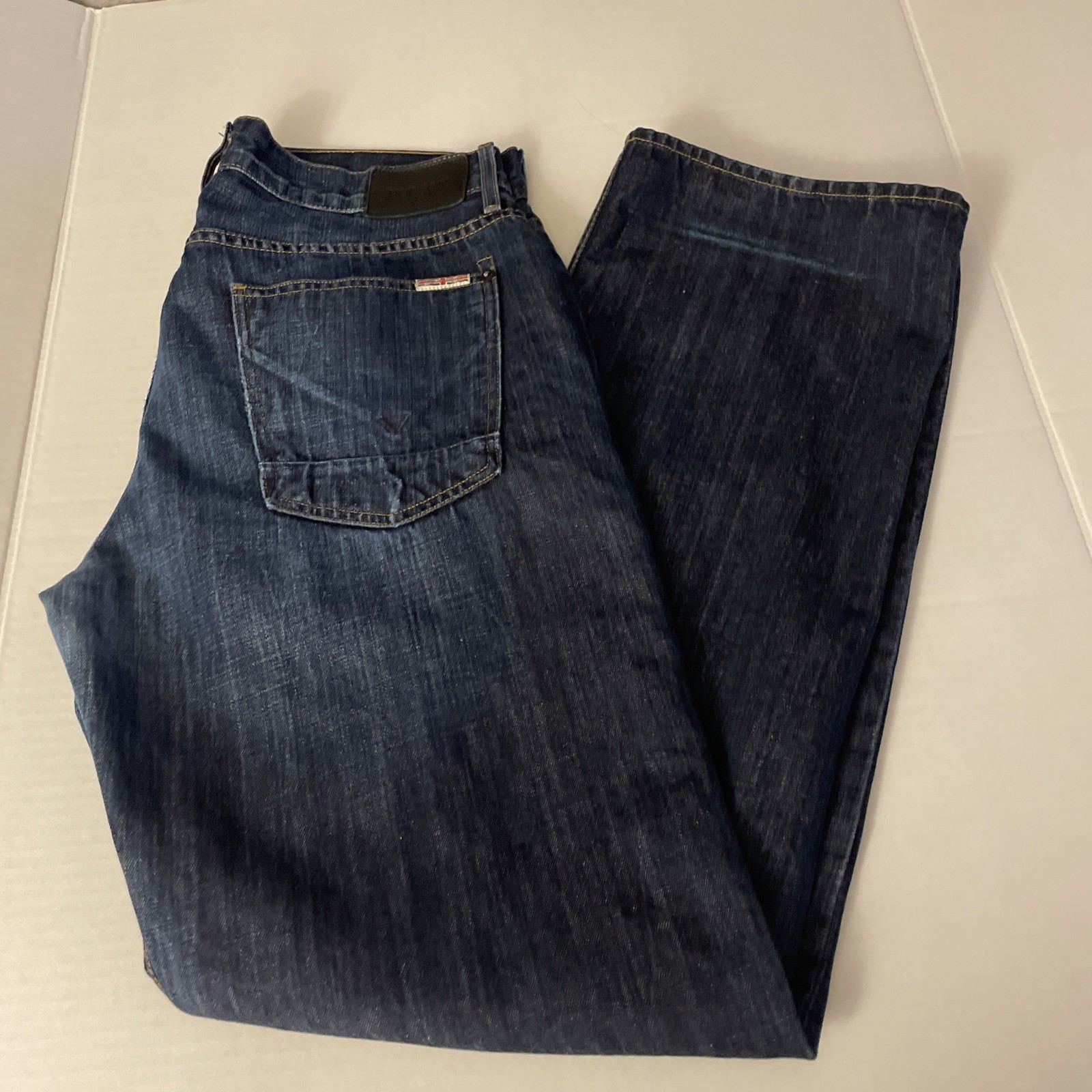 S Jeans 34 Byron Straight Leg Stretch Blue Button Fly Measur