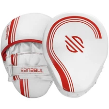 Sanabul Core Series Curved Boxing Punch Mitts - White/Red