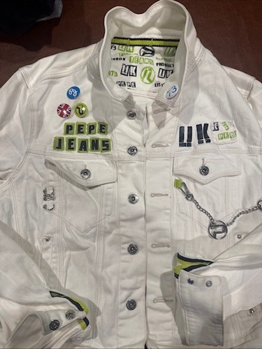 Pepe Jeans, Pepe Jeans London Women's Jacket Size XL - White with Multicolor designs