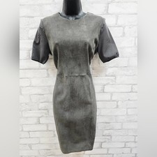 Elie Tahari Emily Dress – Lamb Suede Front / Stretch Knit Back