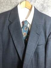 Geoffrey Beene Blazer Wool Blazer 44R Black Glen Plaid Suit Coat Jacket Classic