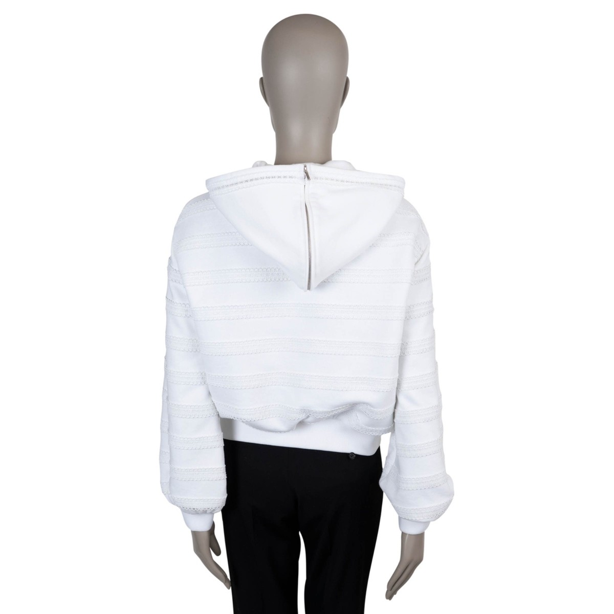 73664 auth CHANEL white cotton 24M COCO BEACH LACE TRIM Bomber