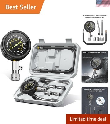 Precision 300 PSI Compression Tester Kit - Complete 8-Piece Set in Portable Case