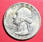 1940S US Washington SILVER Quarter! "San Francisco" Mint! AU! Old US Coin!
