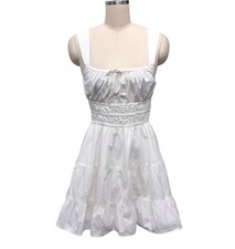 Aritzia Sunday Best Martine Milkmaid Dress White Poplin Tiered Cotton Mini Sz M