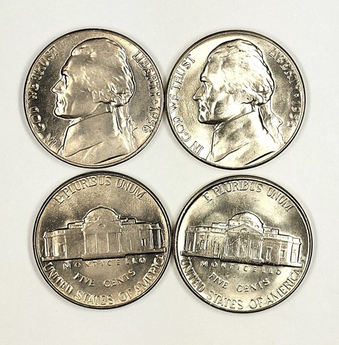1956  P and D UNCIRCULATED JEFFERSON NICKELS CHOICE TO GEM BU