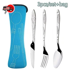 Portable Picnic Cutlery Set with Case Travel Camping Spoon Fork Knife Kit
