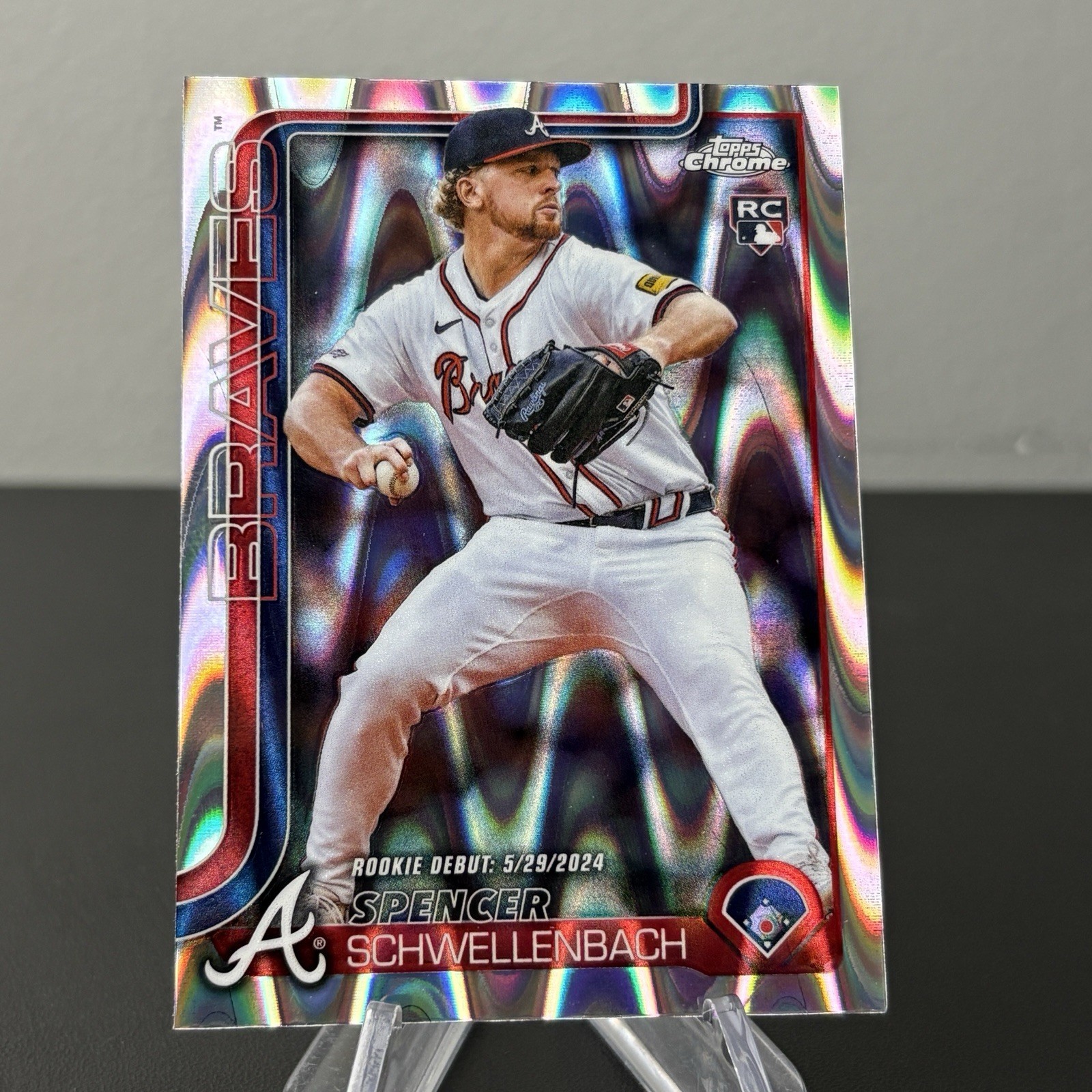 Spencer Schwellenbach 2025 Topps Chrome Update USC132 Raywave RC Debut