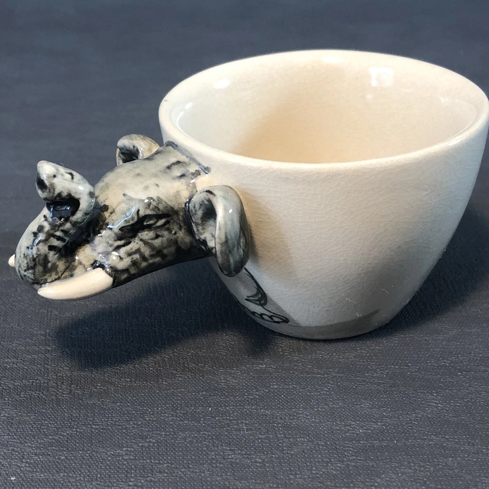 Taza de café espresso de 2 oz con patrón de elefante de cerámica mango 3D de safari Foto 4 de 4