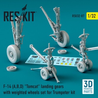 Reskit RSU32-0087 1:32 F-14 (A,B,D) ''Tomcat'' landing gears with weighted wheels