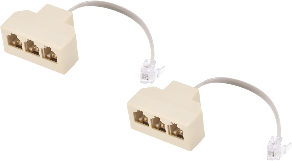 Phone Jack Splitter 6P4C Male to 3 Female Way Socket Adapter Telephone