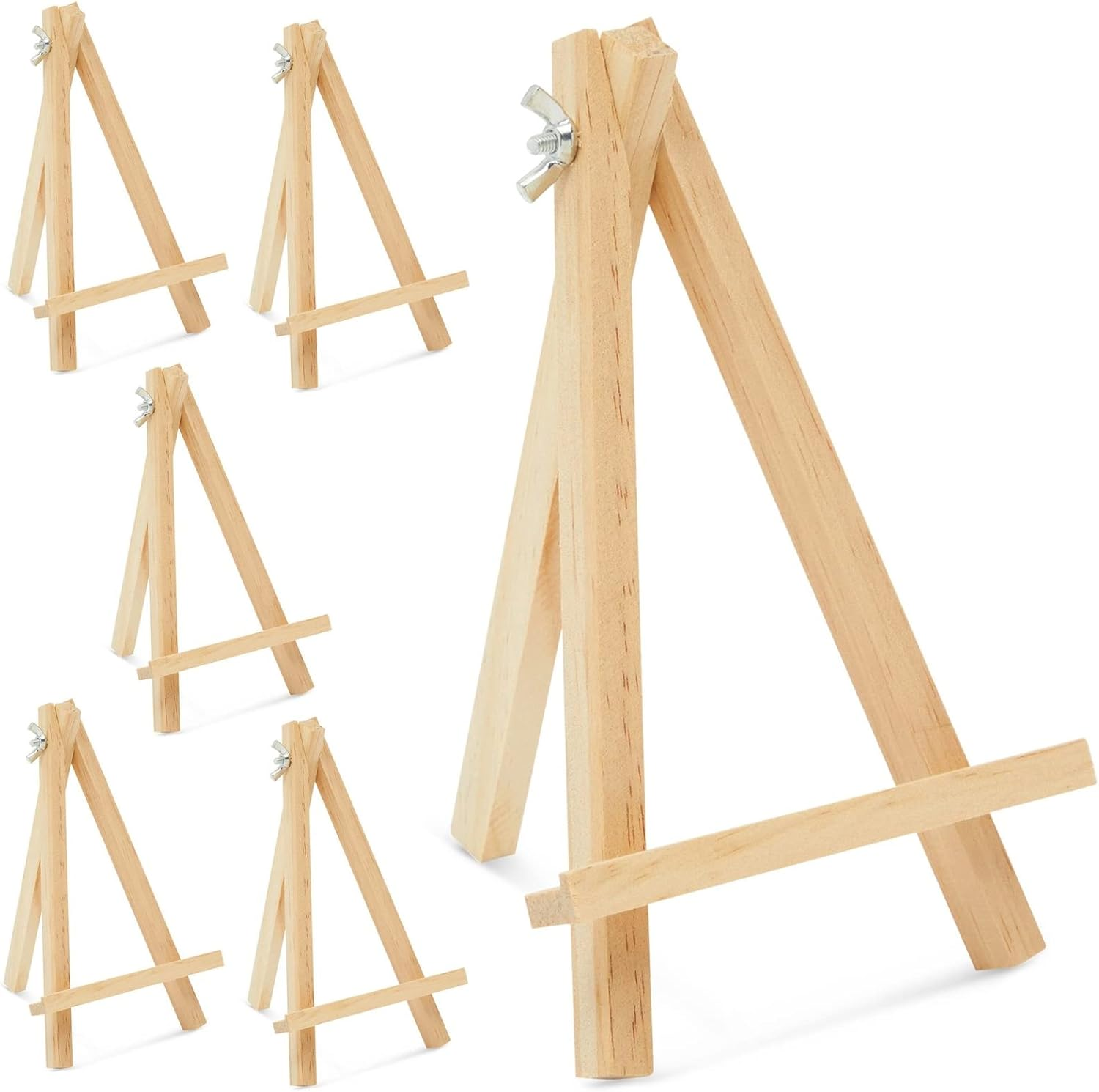 Juvale 6 Pack Wooden Mini Easels - Table Top Easel for Artwork Display, Invitati