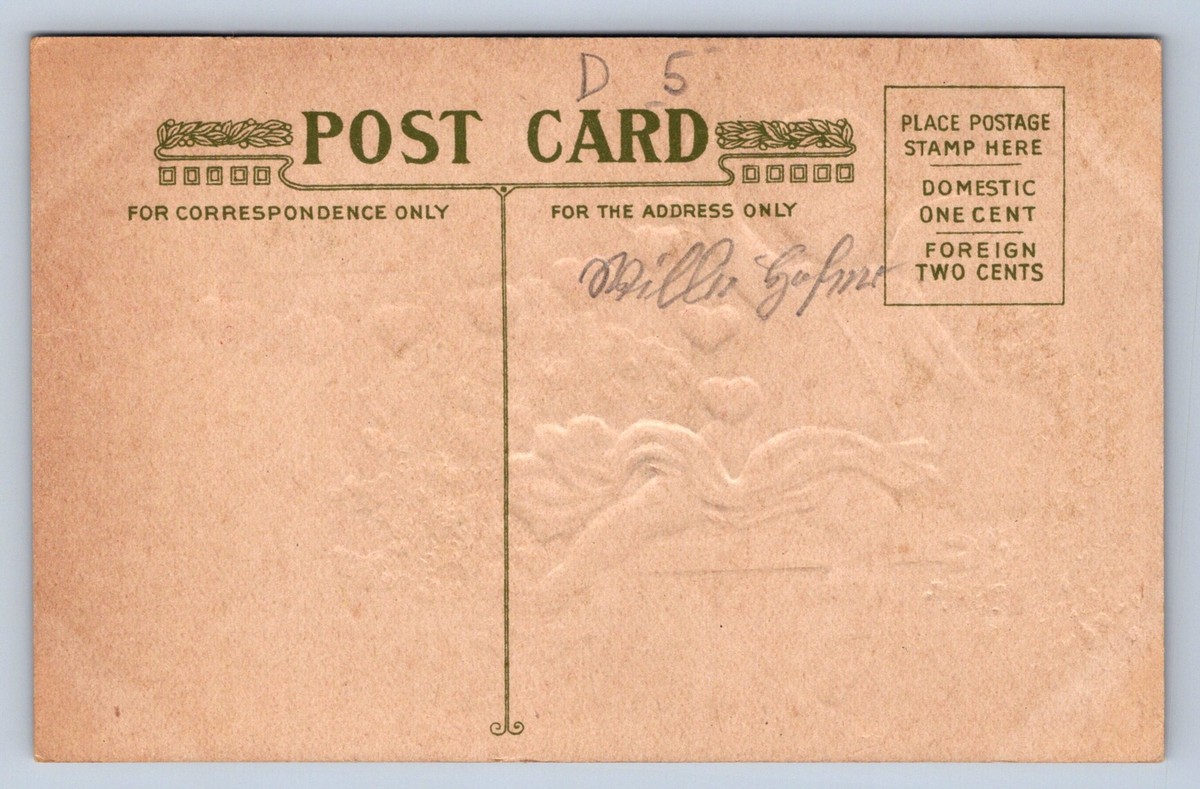 K3/ Valentine's Day Love Holiday Postcard c1910 Cupid Hearts Smile