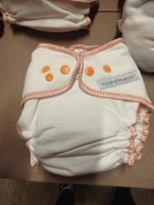 Sustainablebabyish Organic Bamboo Fleece Fitted Diapers Medium Orange Thread
