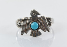 Turquoise Eagle Ring in Sterling Silver Size 6.5