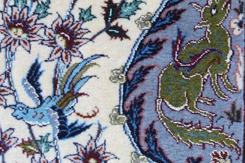 Fein Vintage Handgefertigt Traditionell Orientalisch Seide Wolle Weiß Beige - Picture 9 of 19