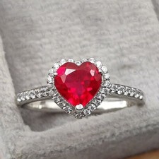 3.52Ct Heart Shape Natural Ruby & Diamond 100...