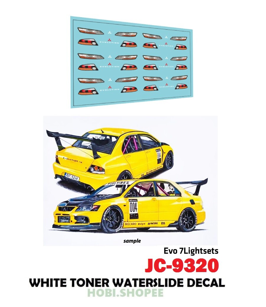 JC-9320 White Toner Waterslide Decals EVO 7 LIGHTSETS Custom 1:64