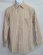 BCBG/Attitude Men's Dress Shirt Long Sleeve Striped SizeM Cotton/Nylon Pre-owned