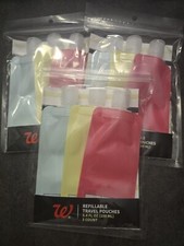 Lot of 3- Travel Size Toiletries Bag 3.4oz/Refillable Squeeze Travel Pouches