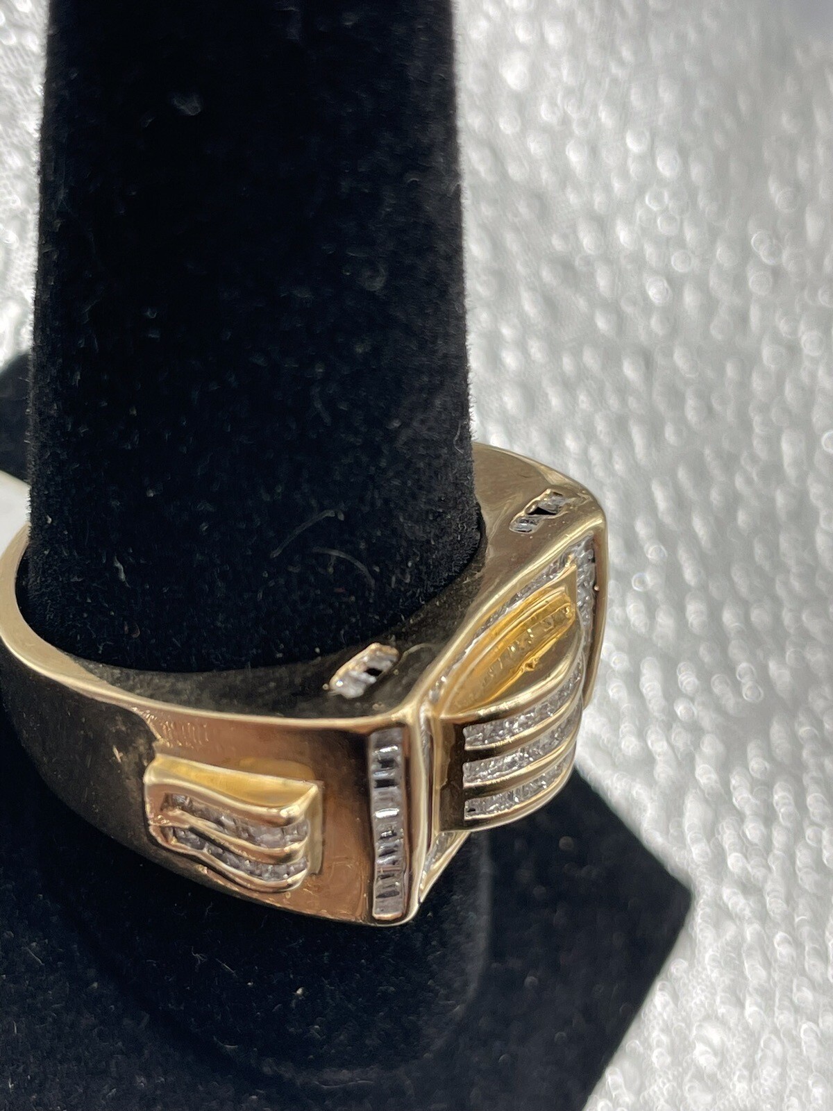 10K Solid Yellow Gold Man Ring With Diamonds, Siz… - image 7