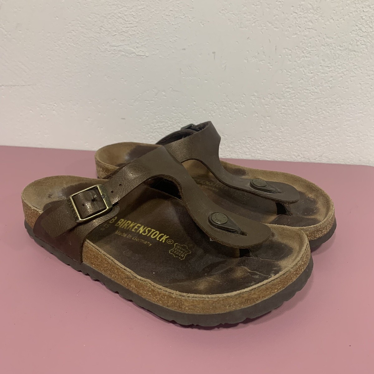 Birkenstock Gizeh Thong Sandal Leather Cork Bronze Size 38 US