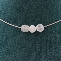 Halskette Mit 3 Perlen Aus Mondstein Aus Indien Edelstahl Halskette FüR Frauen