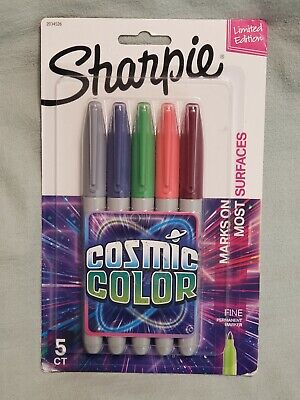 Limited Edition Cosmic Color Sharpie 5 Pack Fine Point Permanent Markers  New