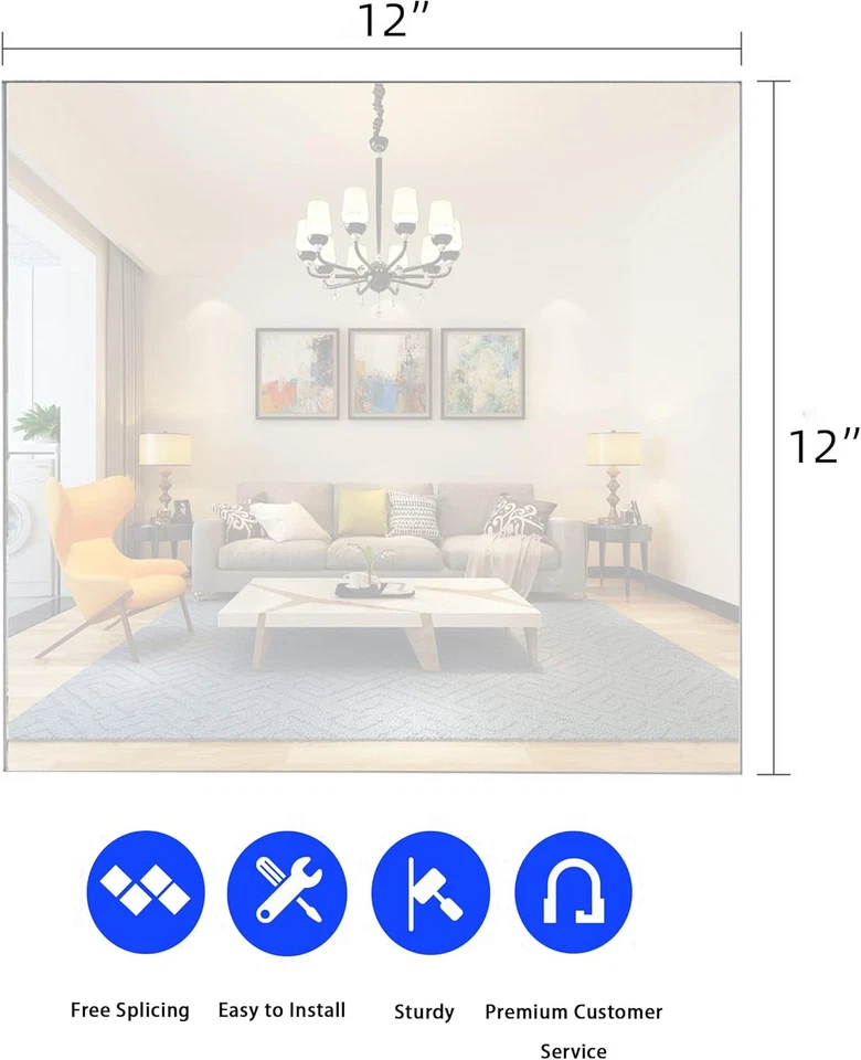 12 Specchi Da Palestra per Casa E Palestra, Piastrelle per Parete 30,5 X 30,5 Cm - Immagine 2 di 4